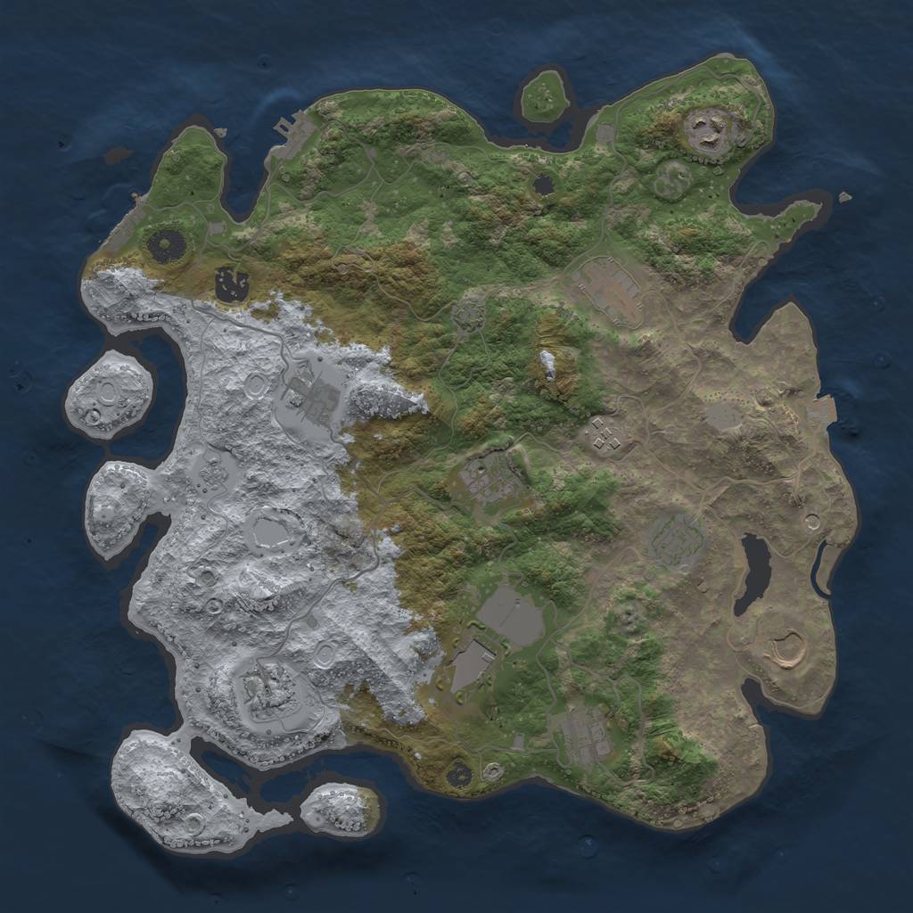 Rust Map: Procedural Map, Size: 3800, Seed: 19725201, 19 Monuments