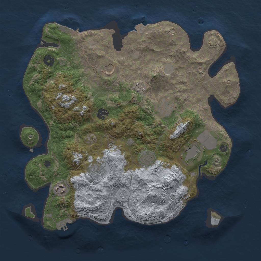 Rust Map: Procedural Map, Size: 3500, Seed: 1937241977, 16 Monuments