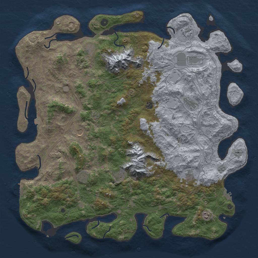 Rust Map: Procedural Map, Size: 5250, Seed: 365214589, 19 Monuments