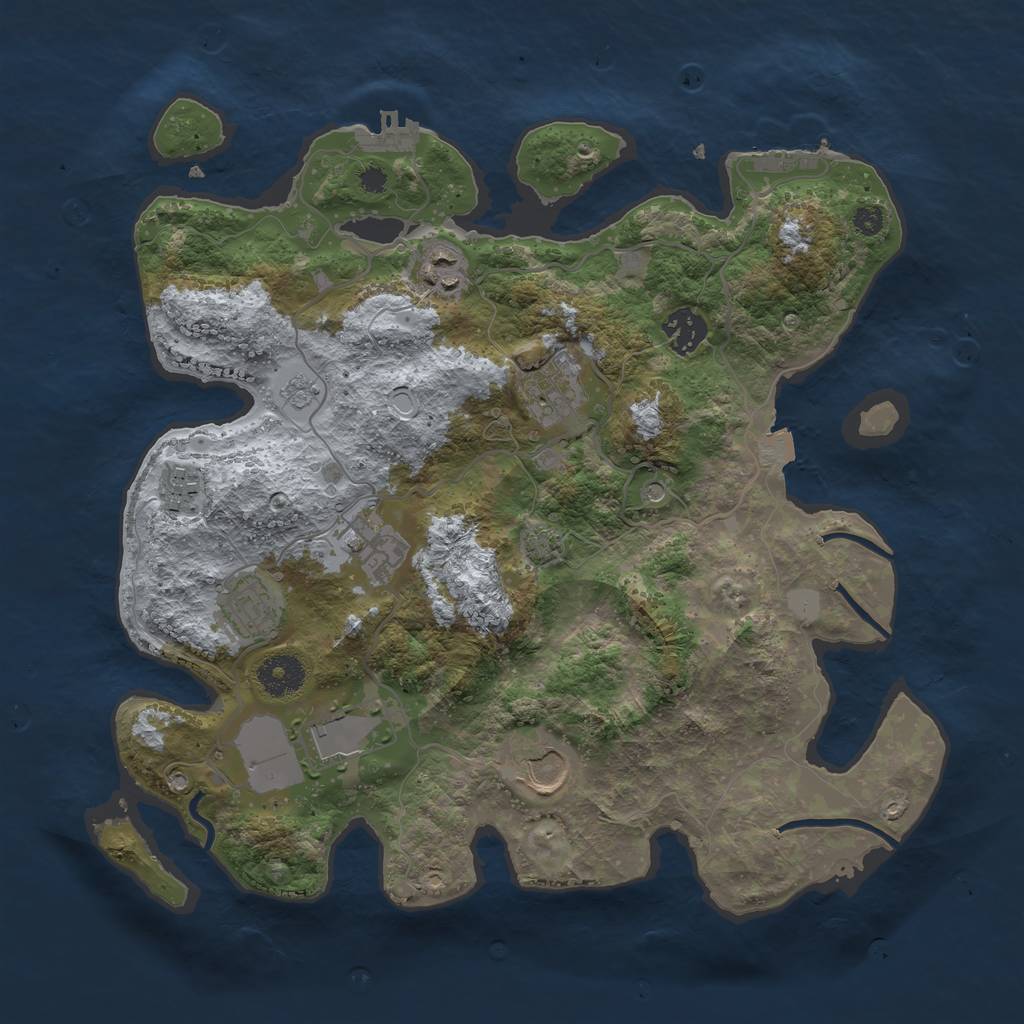 Rust Map: Procedural Map, Size: 3500, Seed: 801695733, 16 Monuments