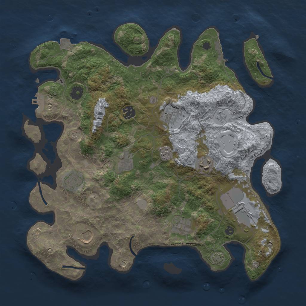 Rust Map: Procedural Map, Size: 3500, Seed: 1821270492, 17 Monuments