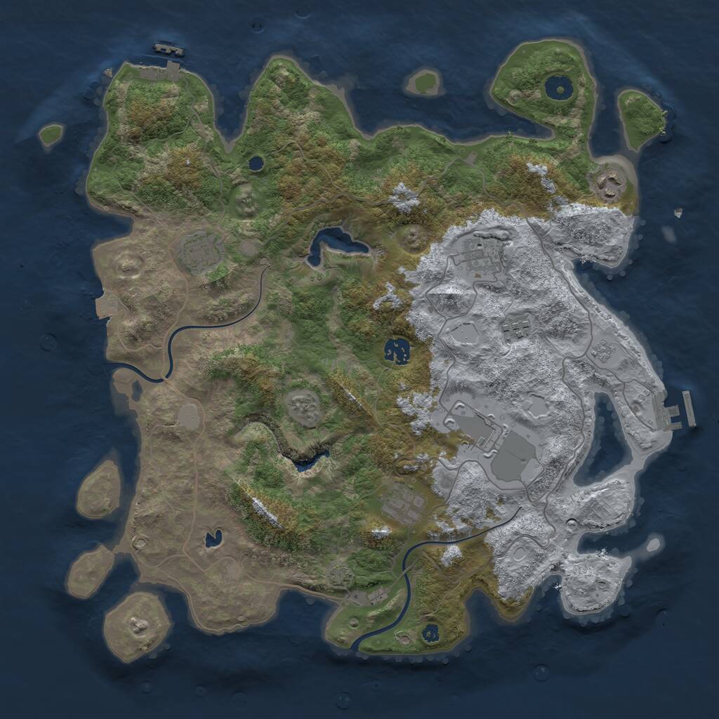 Rust Map: Procedural Map, Size: 4000, Seed: 888678564, 12 Monuments