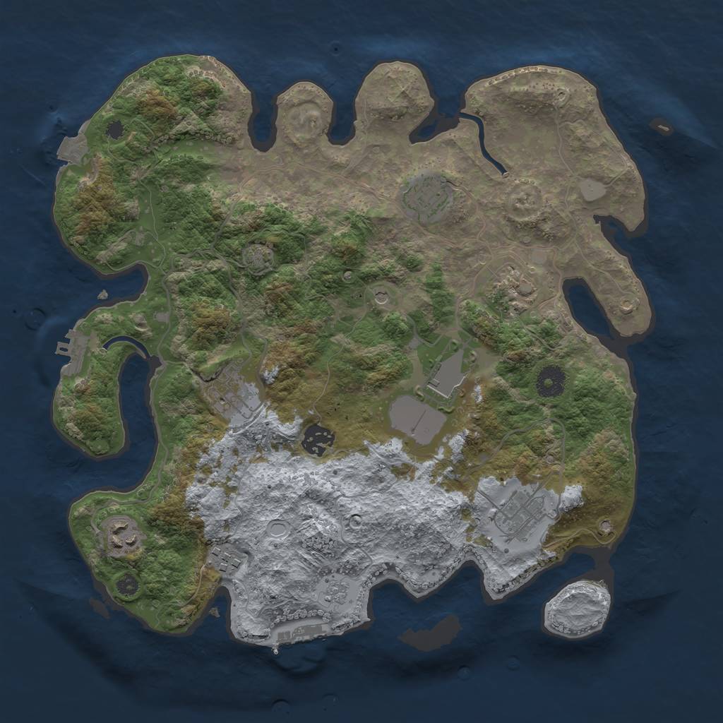 Rust Map: Procedural Map, Size: 3500, Seed: 778001410, 16 Monuments