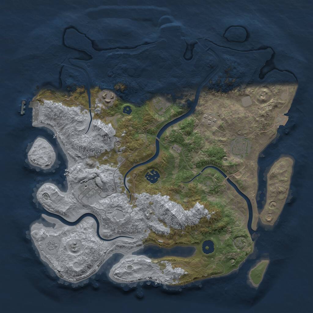 Rust Map: Procedural Map, Size: 3550, Seed: 92723160, 12 Monuments