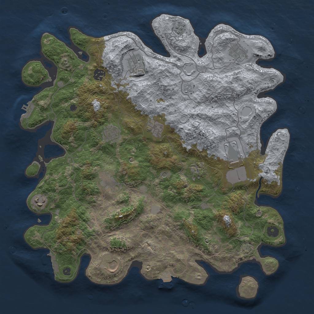 Rust Map: Procedural Map, Size: 4000, Seed: 475114686, 19 Monuments