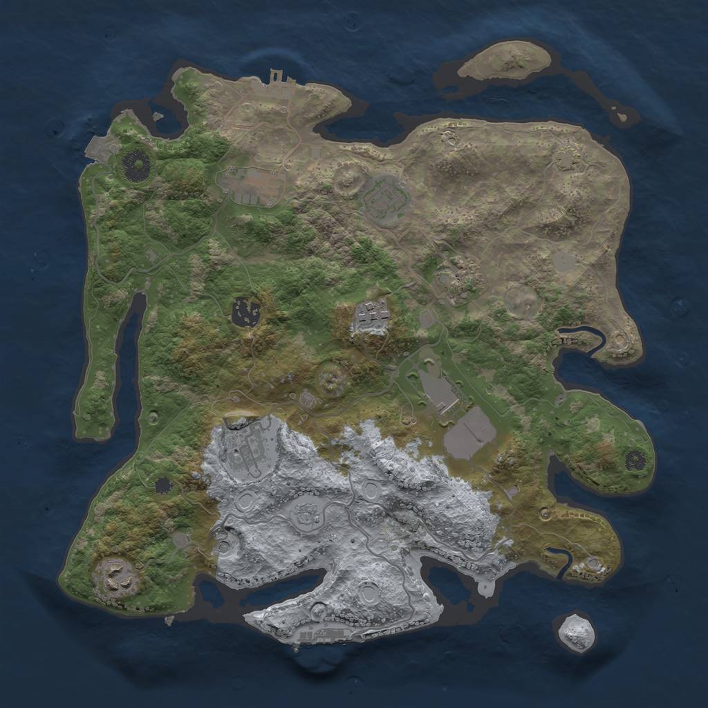 Rust Map: Procedural Map, Size: 3500, Seed: 200196712, 16 Monuments