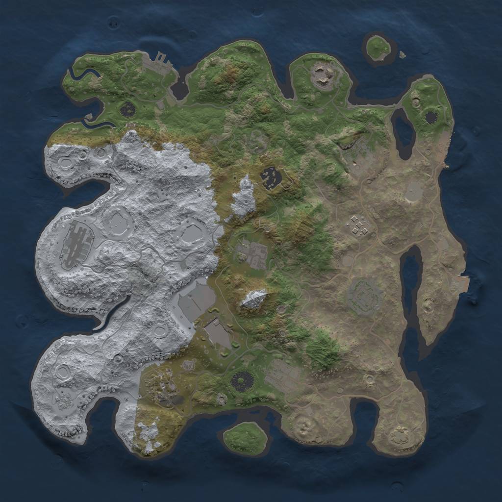 Rust Map: Procedural Map, Size: 3500, Seed: 1834169046, 18 Monuments