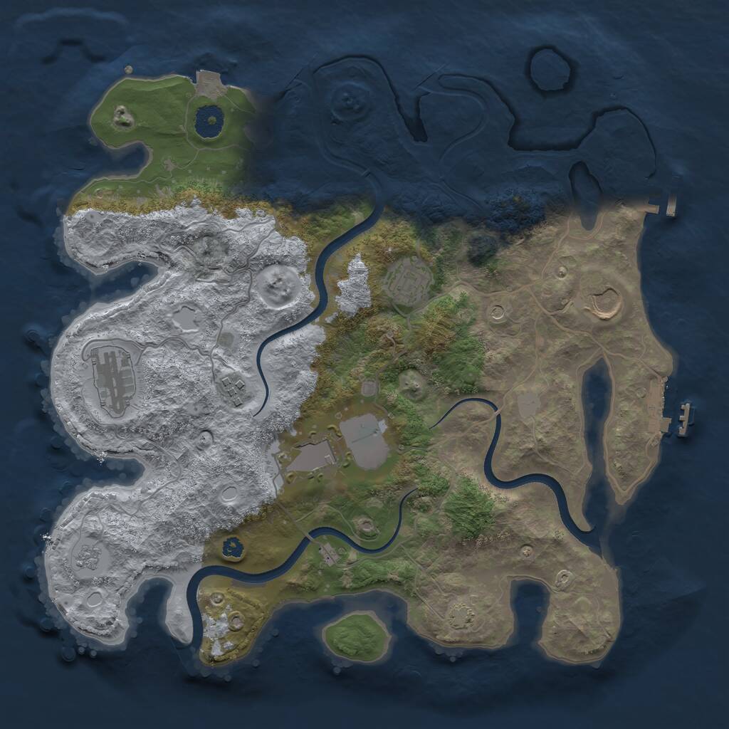 Rust Map: Procedural Map, Size: 3500, Seed: 1834169046, 11 Monuments