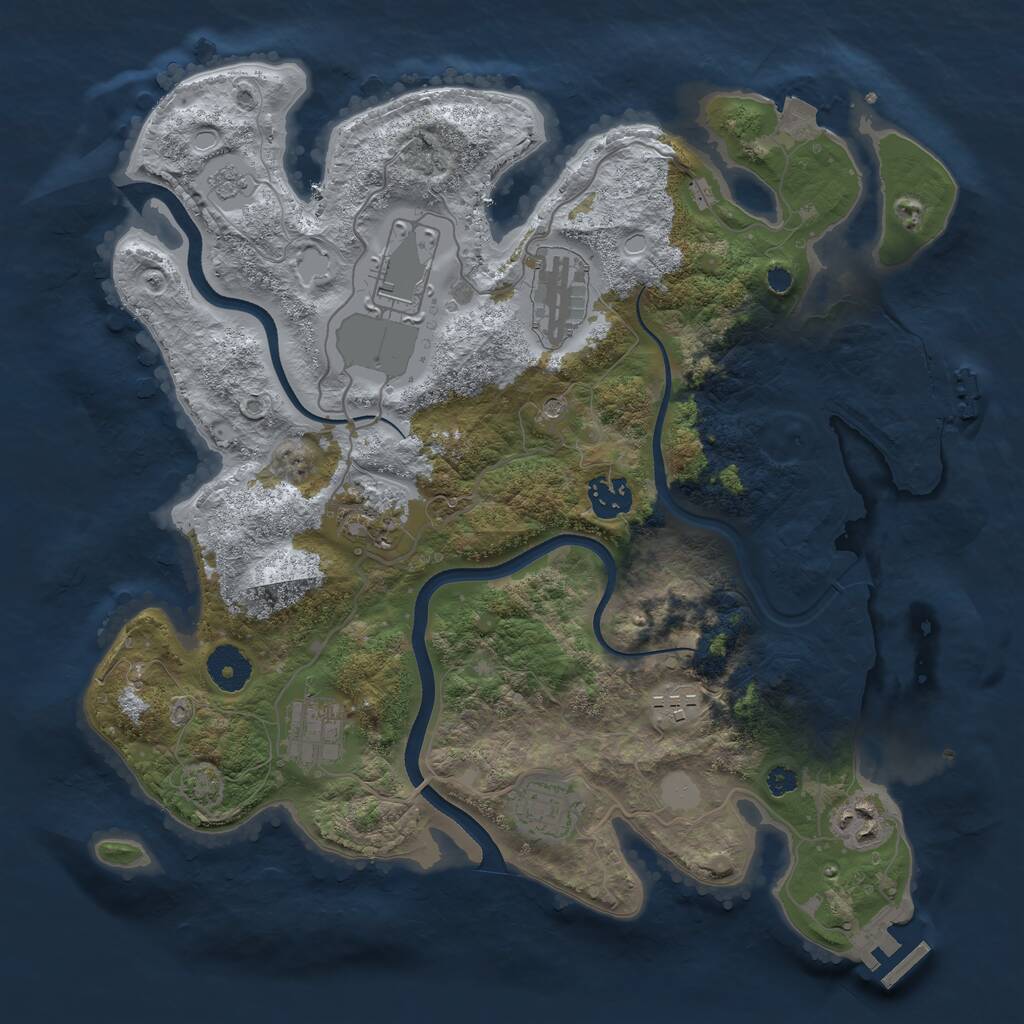 Rust Map: Procedural Map, Size: 3500, Seed: 1274499366, 14 Monuments