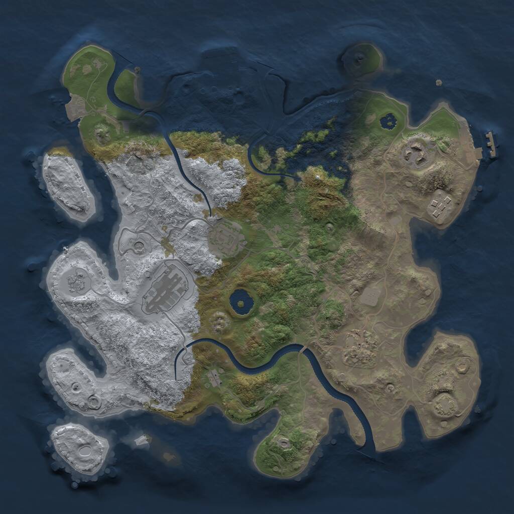 Rust Map: Procedural Map, Size: 3200, Seed: 78847314, 11 Monuments