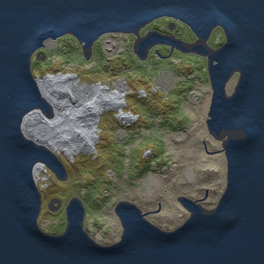 Rust Map: Procedural Map, Size: 3000, Seed: 27577, 12 Monuments