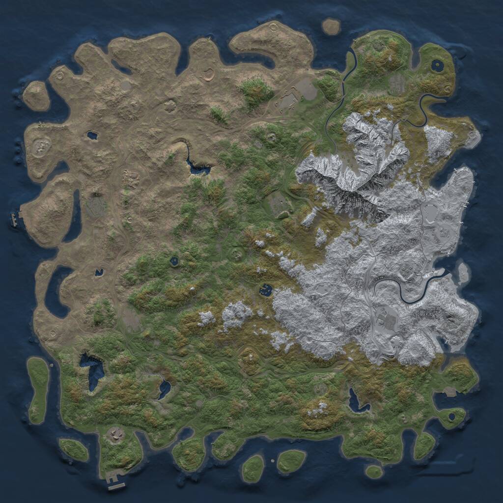 Rust Map: Procedural Map, Size: 6000, Seed: 1298509911, 17 Monuments