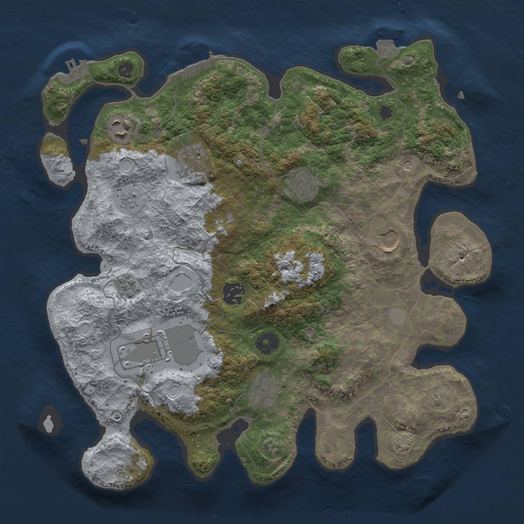 Rust Map: Procedural Map, Size: 3500, Seed: 3215071, 16 Monuments