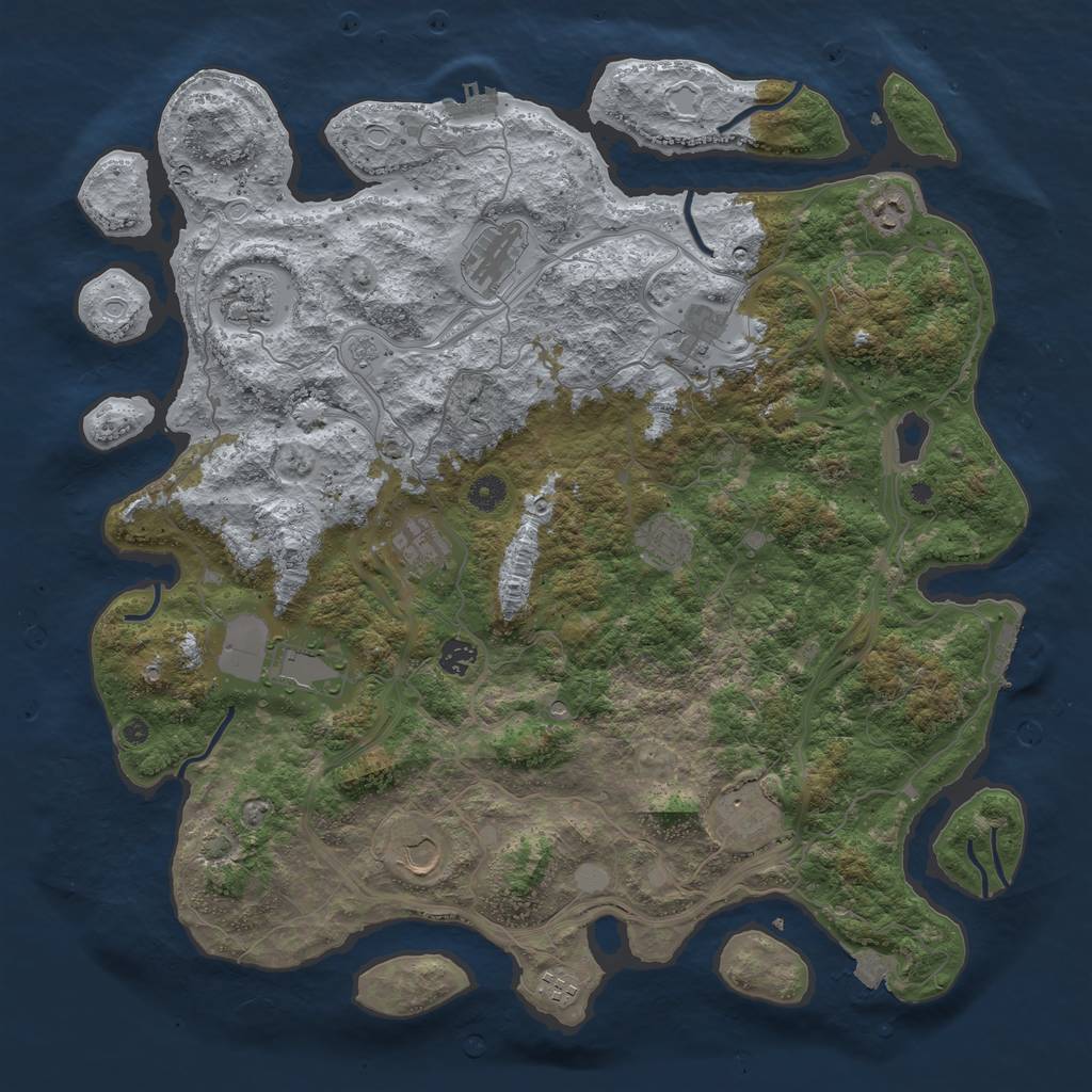 Rust Map: Procedural Map, Size: 4500, Seed: 1243432, 19 Monuments