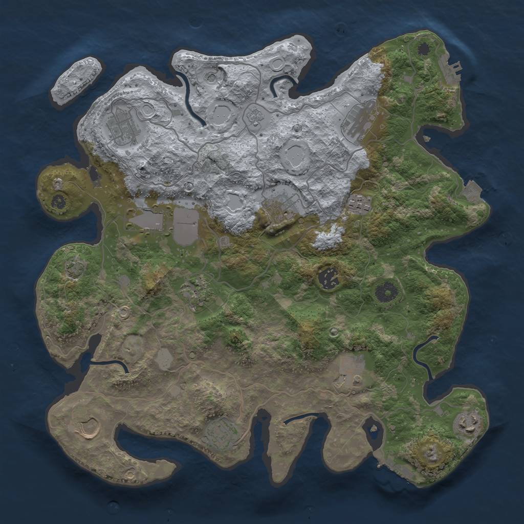 Rust Map: Procedural Map, Size: 3700, Seed: 2944717, 19 Monuments