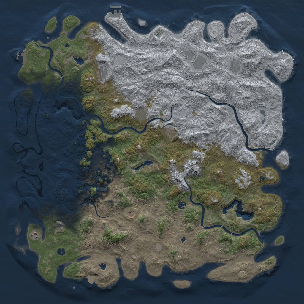 Rust Map: Procedural Map, Size: 6000, Seed: 1208928450, 17 Monuments