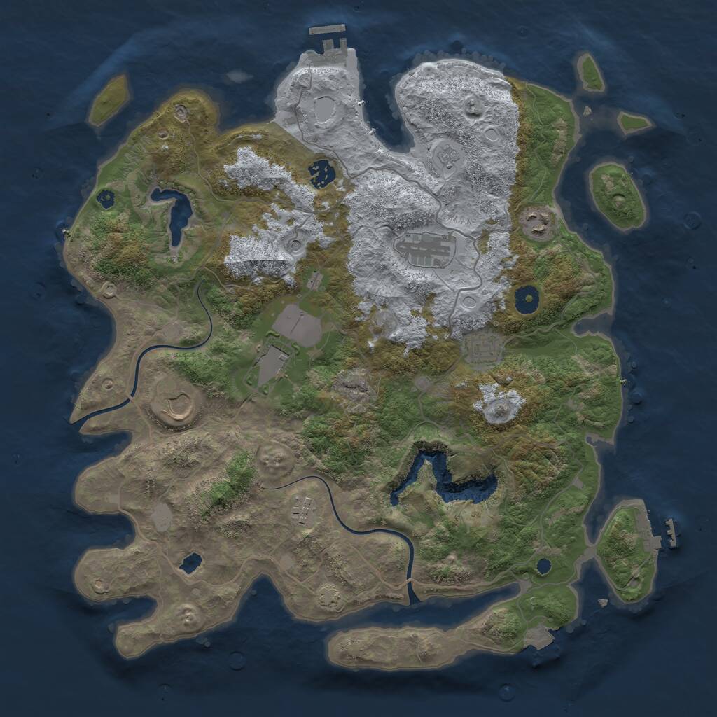 Rust Map: Procedural Map, Size: 4000, Seed: 61835, 13 Monuments