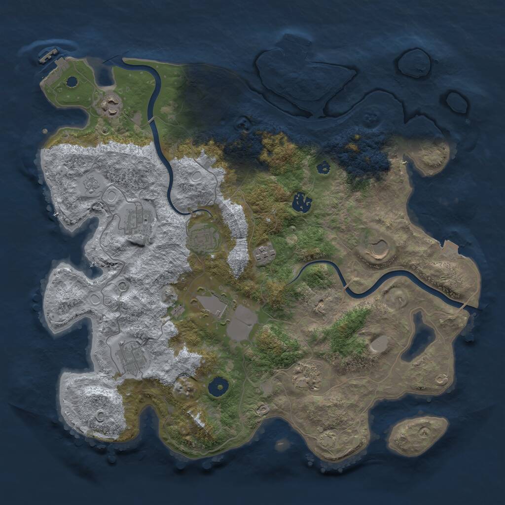 Rust Map: Procedural Map, Size: 3850, Seed: 1285086653, 15 Monuments