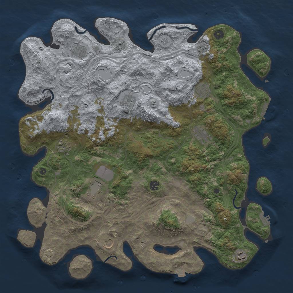 Rust Map: Procedural Map, Size: 4500, Seed: 1037601212, 18 Monuments