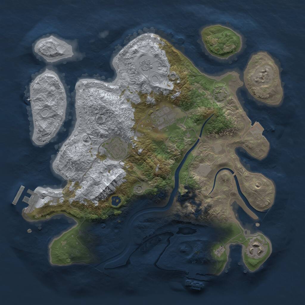 Rust Map: Procedural Map, Size: 3000, Seed: 1198158055, 9 Monuments