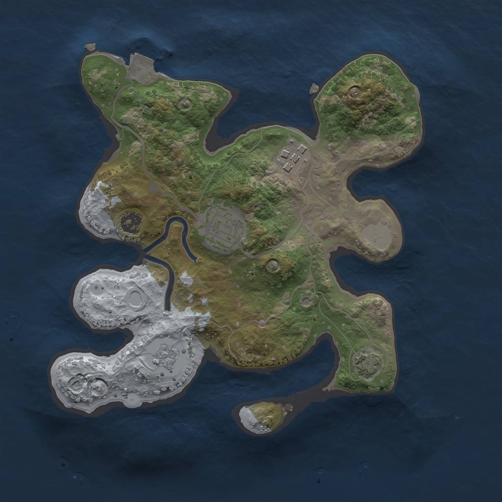 Rust Map: Procedural Map, Size: 2400, Seed: 1342491891, 7 Monuments
