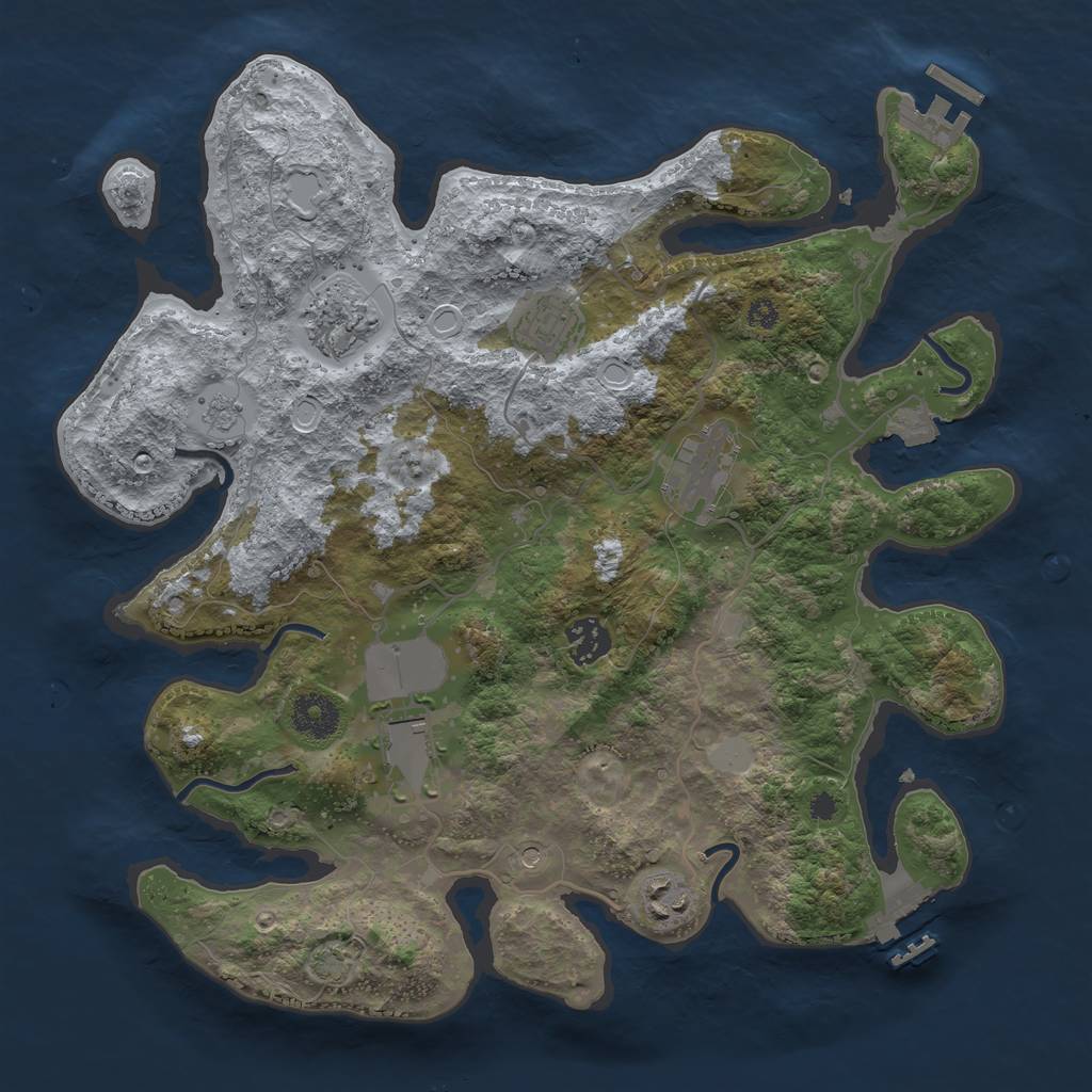 Rust Map: Procedural Map, Size: 3500, Seed: 36679, 14 Monuments