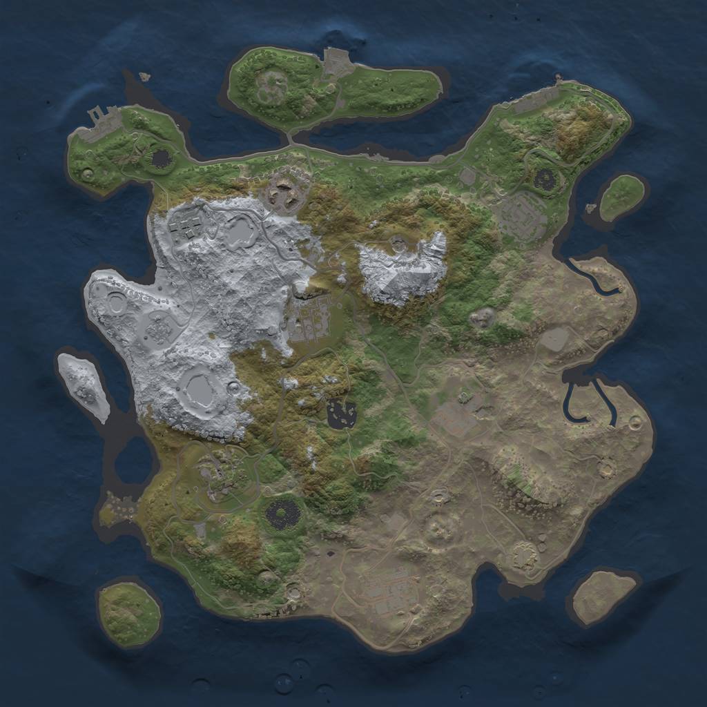 Rust Map: Procedural Map, Size: 3300, Seed: 1061544704, 16 Monuments