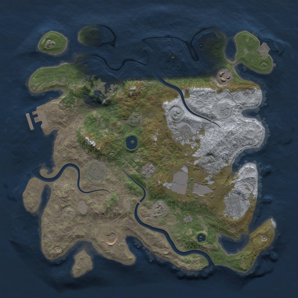 Rust Map: Procedural Map, Size: 3500, Seed: 889863853, 13 Monuments