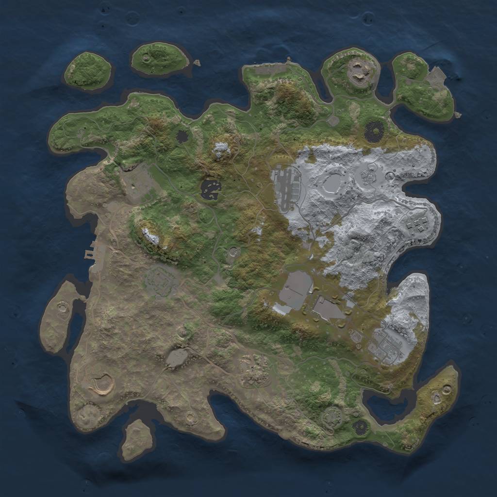 Rust Map: Procedural Map, Size: 3500, Seed: 889863853, 18 Monuments