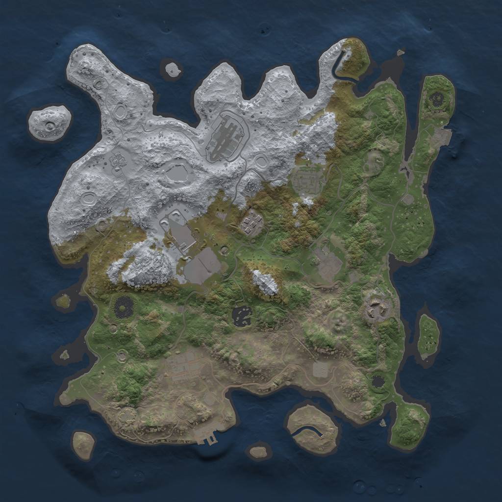 Rust Map: Procedural Map, Size: 3500, Seed: 187542021, 14 Monuments