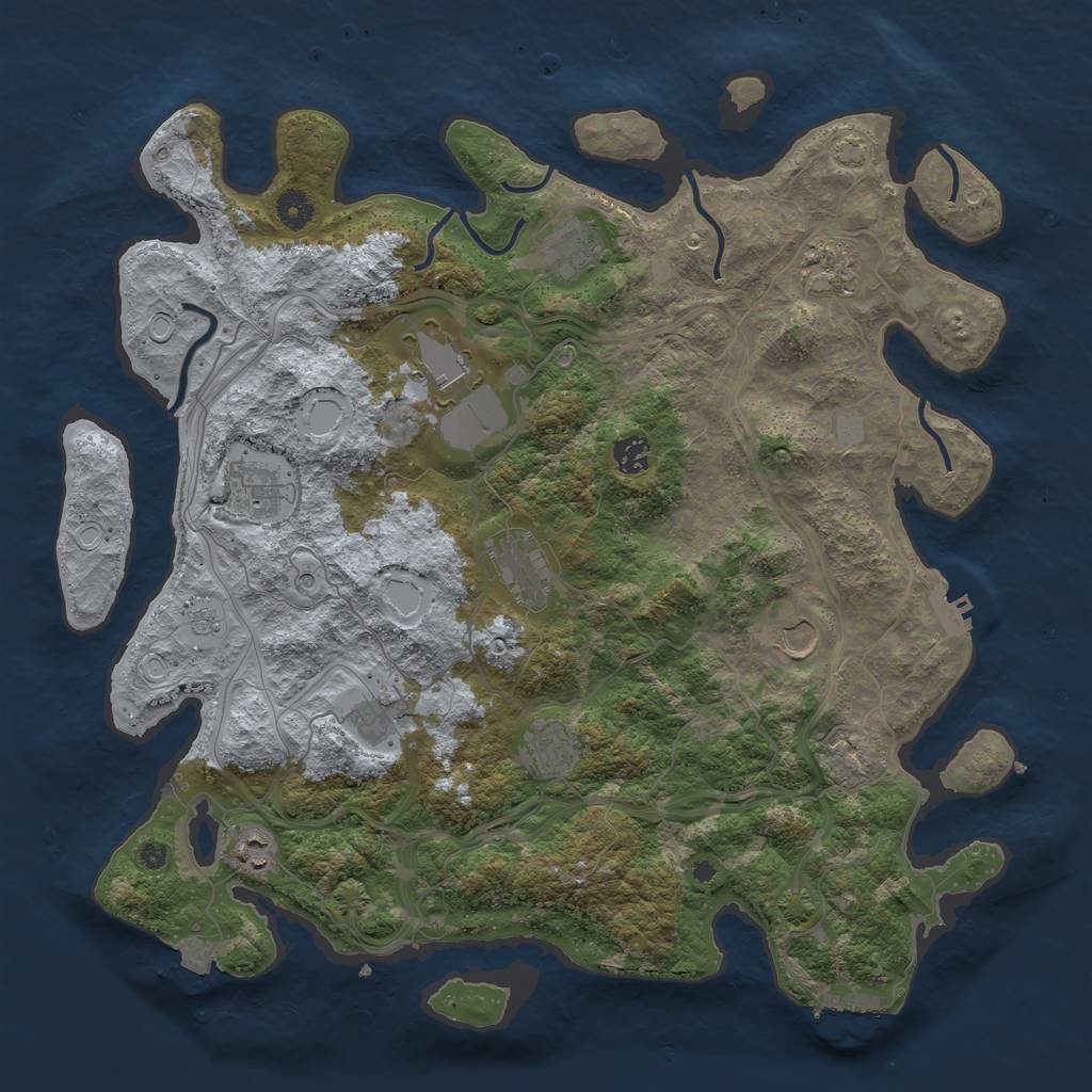 Rust Map: Procedural Map, Size: 4250, Seed: 749446925, 18 Monuments