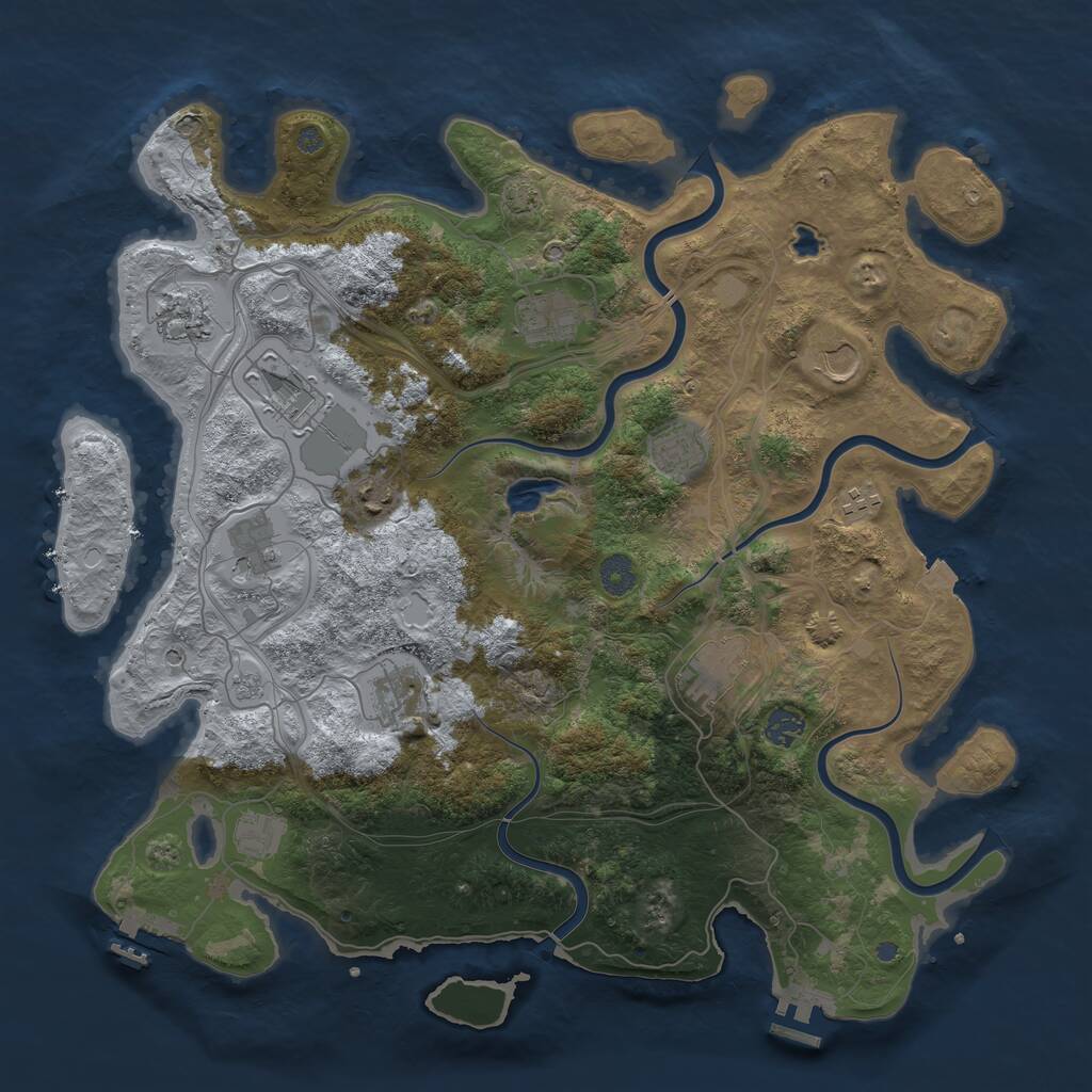 Rust Map: Procedural Map, Size: 4250, Seed: 749446925, 19 Monuments