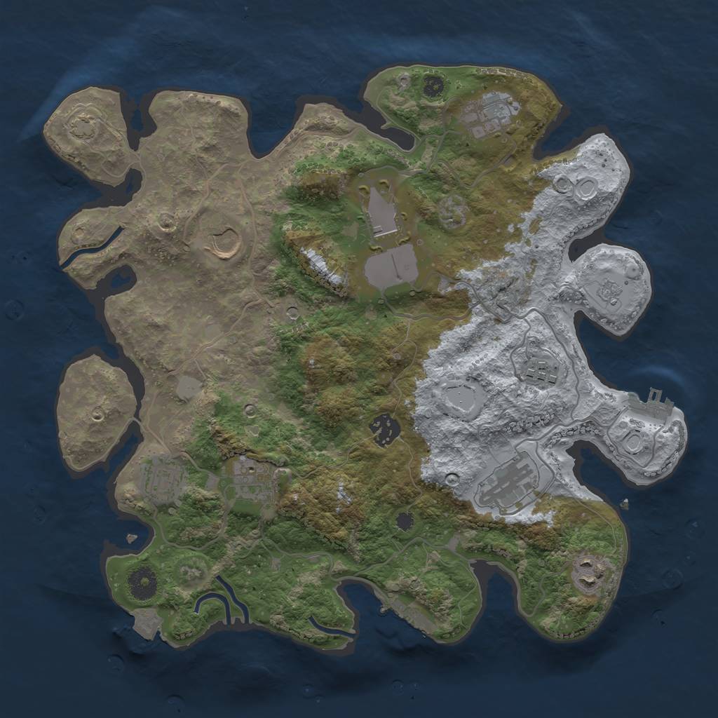 Rust Map: Procedural Map, Size: 3500, Seed: 1618012172, 17 Monuments