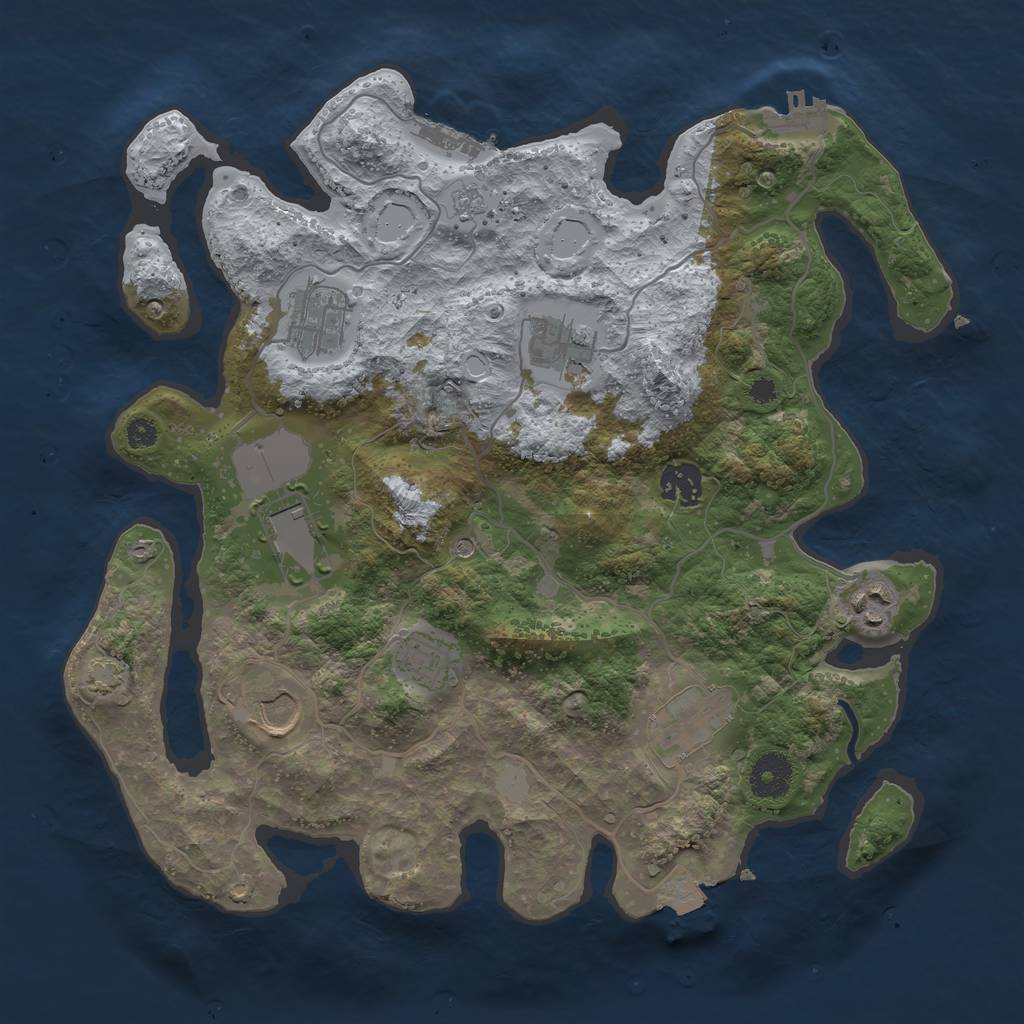 Rust Map: Procedural Map, Size: 3500, Seed: 236856610, 16 Monuments