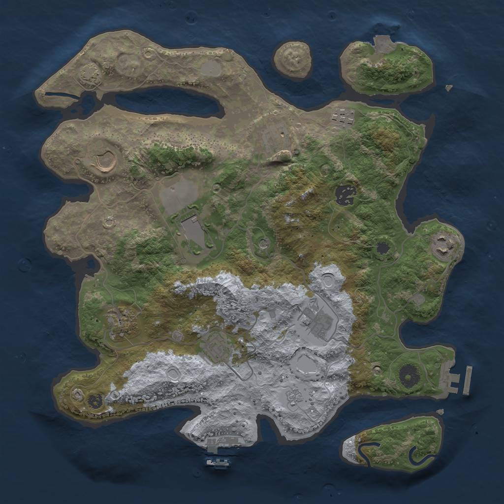 Rust Map: Procedural Map, Size: 3500, Seed: 215472998, 17 Monuments