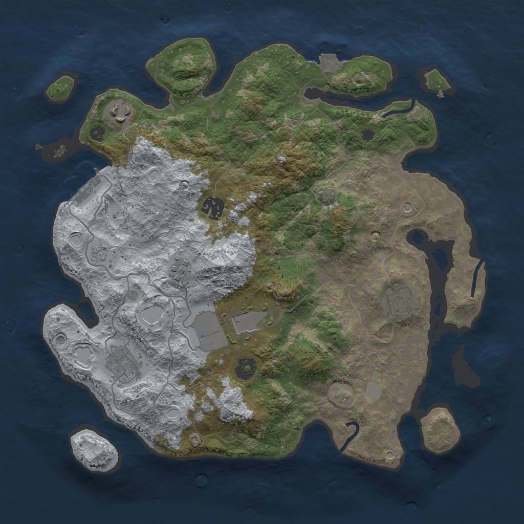 Rust Map: Procedural Map, Size: 3500, Seed: 1268042244, 13 Monuments