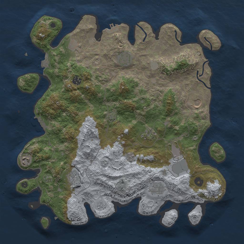 Rust Map: Procedural Map, Size: 4000, Seed: 348616415, 18 Monuments