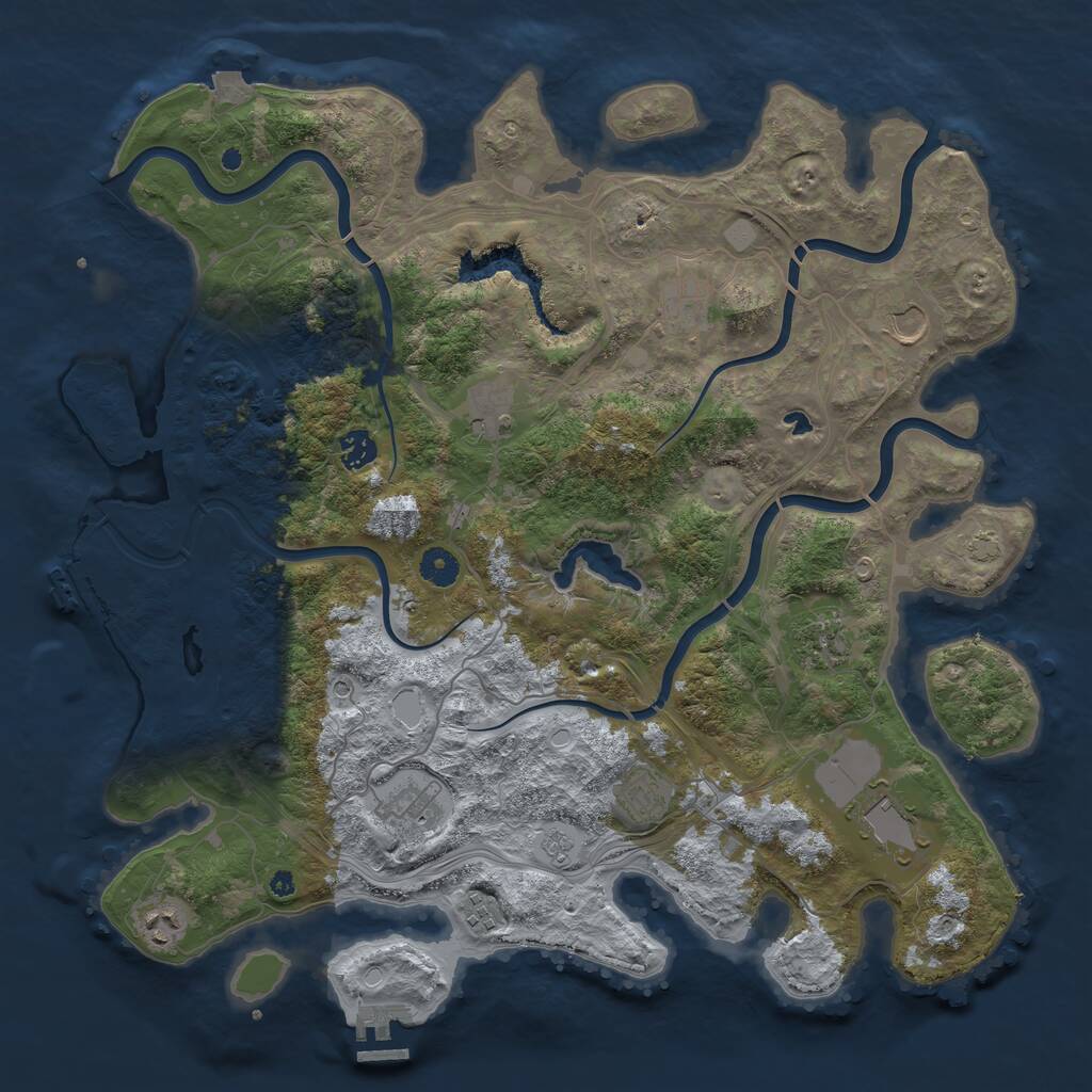 Rust Map: Procedural Map, Size: 4250, Seed: 117552935, 16 Monuments
