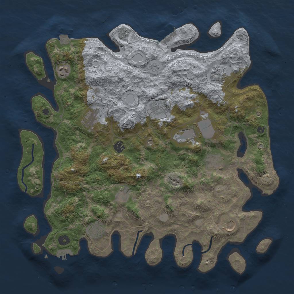 Rust Map: Procedural Map, Size: 4000, Seed: 1952911, 19 Monuments