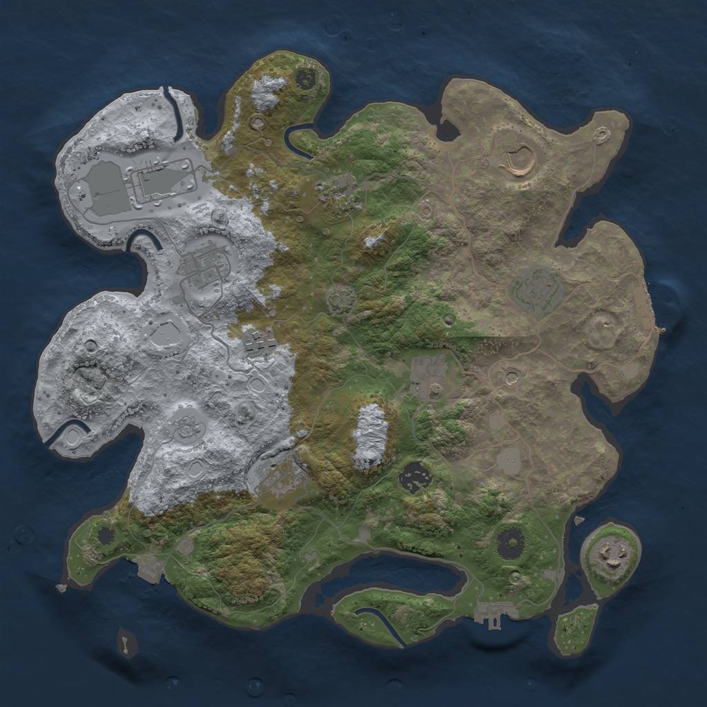 Rust Map: Procedural Map, Size: 3500, Seed: 1740277468, 18 Monuments