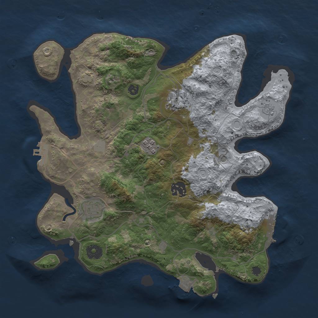 Rust Map: Procedural Map, Size: 3000, Seed: 121853377, 12 Monuments