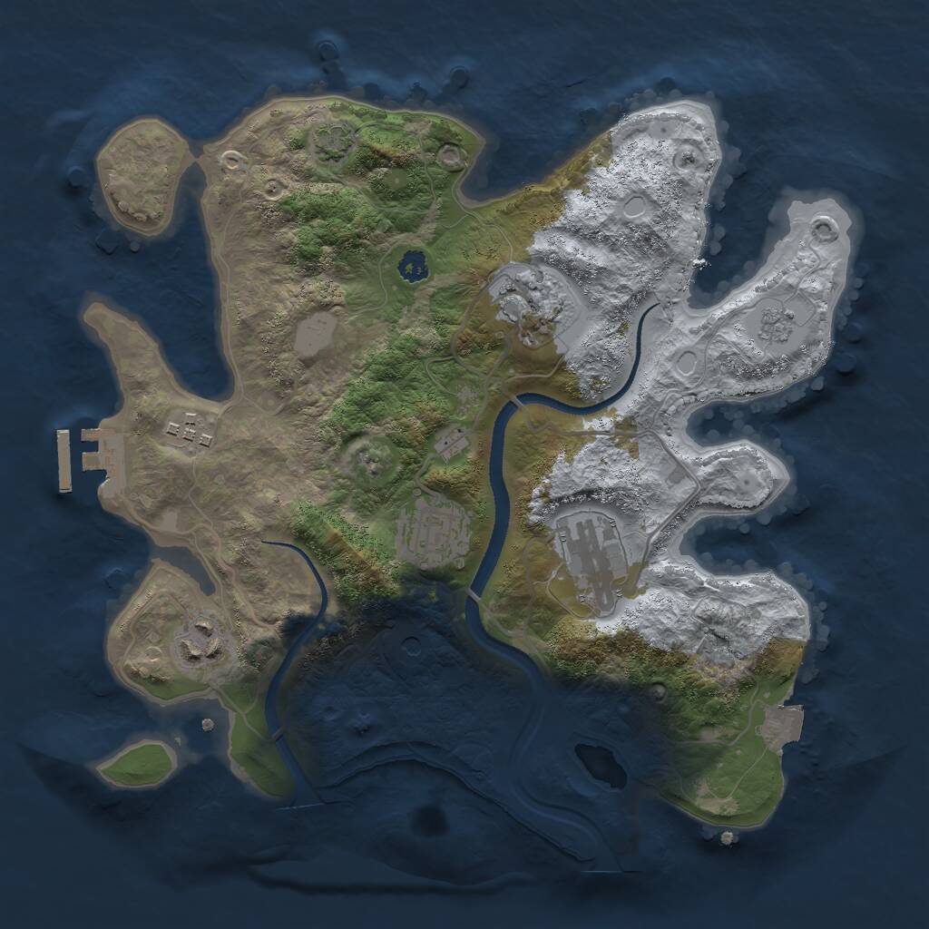 Rust Map: Procedural Map, Size: 3000, Seed: 121853377, 10 Monuments