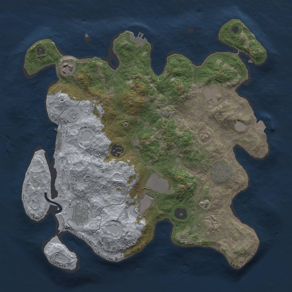 Rust Map: Procedural Map, Size: 3500, Seed: 571522242, 14 Monuments