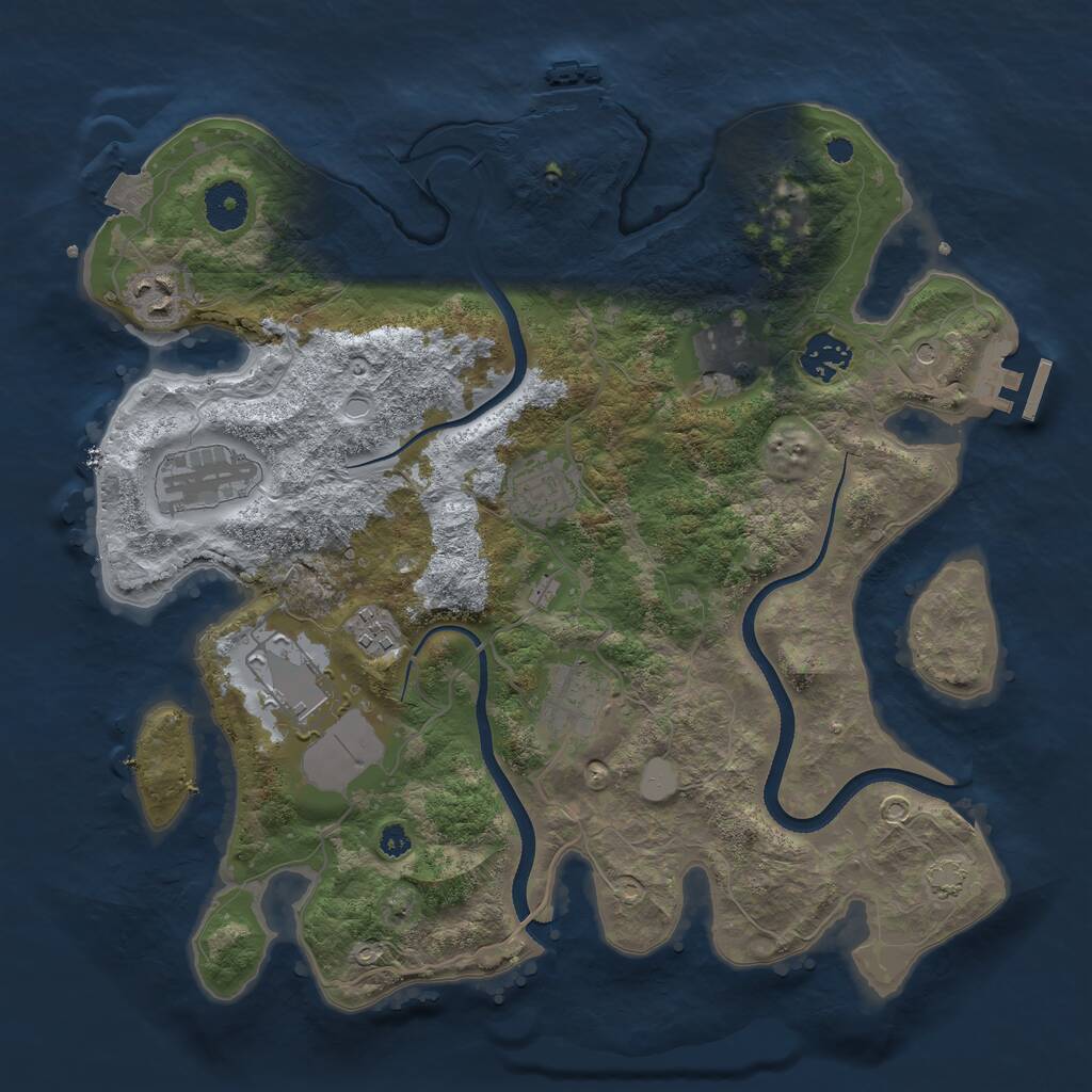 Rust Map: Procedural Map, Size: 3500, Seed: 320127684, 13 Monuments
