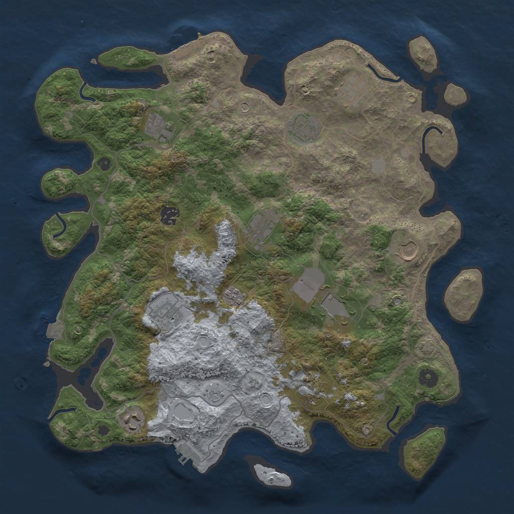 Rust Map: Procedural Map, Size: 4000, Seed: 1138504033, 19 Monuments