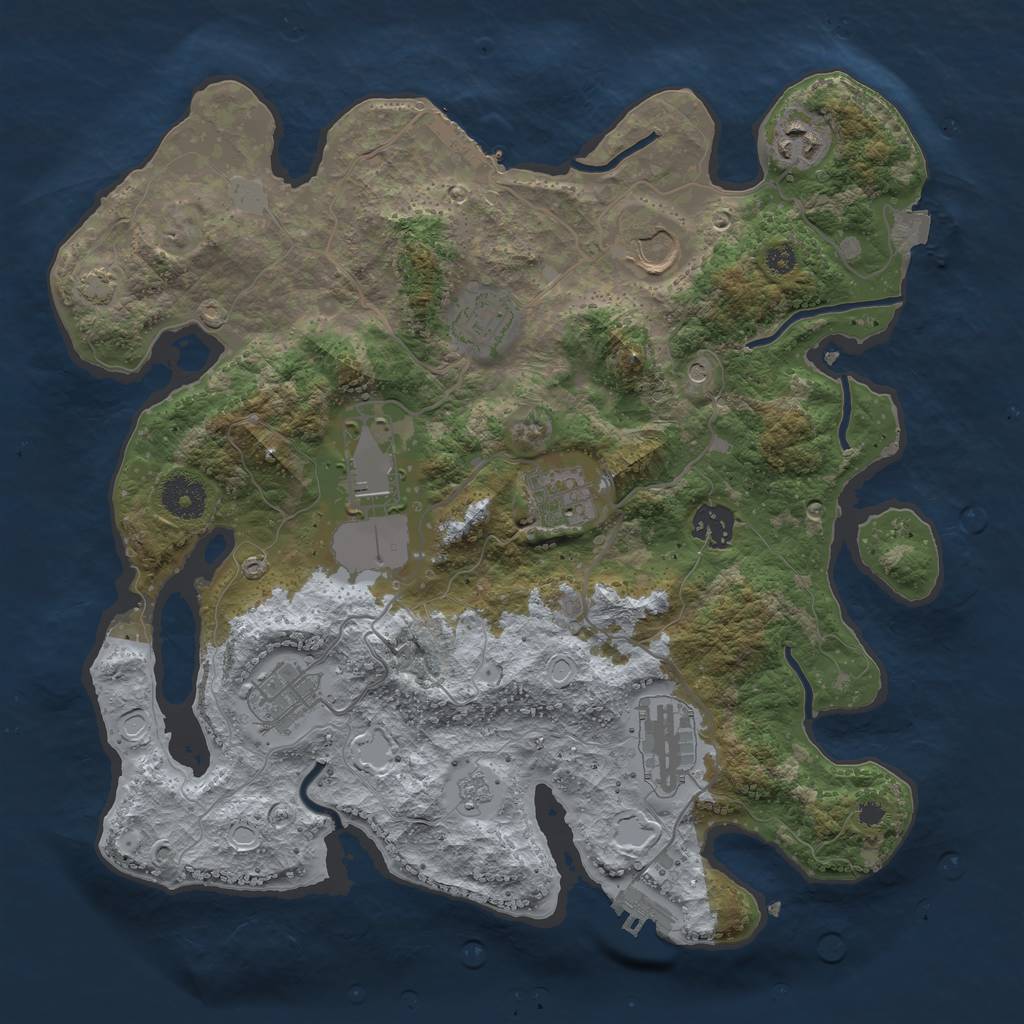 Rust Map: Procedural Map, Size: 3500, Seed: 889237997, 16 Monuments