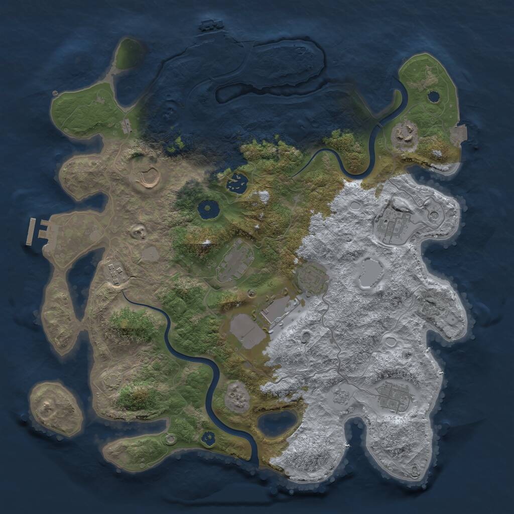Rust Map: Procedural Map, Size: 3750, Seed: 214512241, 15 Monuments