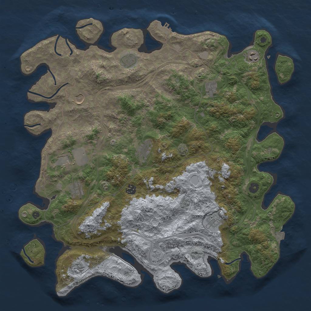 Rust Map: Procedural Map, Size: 4500, Seed: 792153408, 18 Monuments