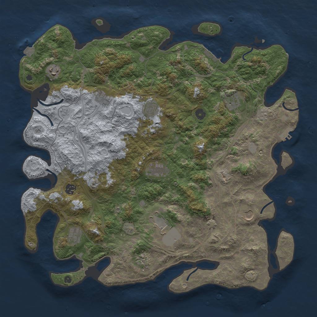 Rust Map: Procedural Map, Size: 4500, Seed: 1743762170, 19 Monuments