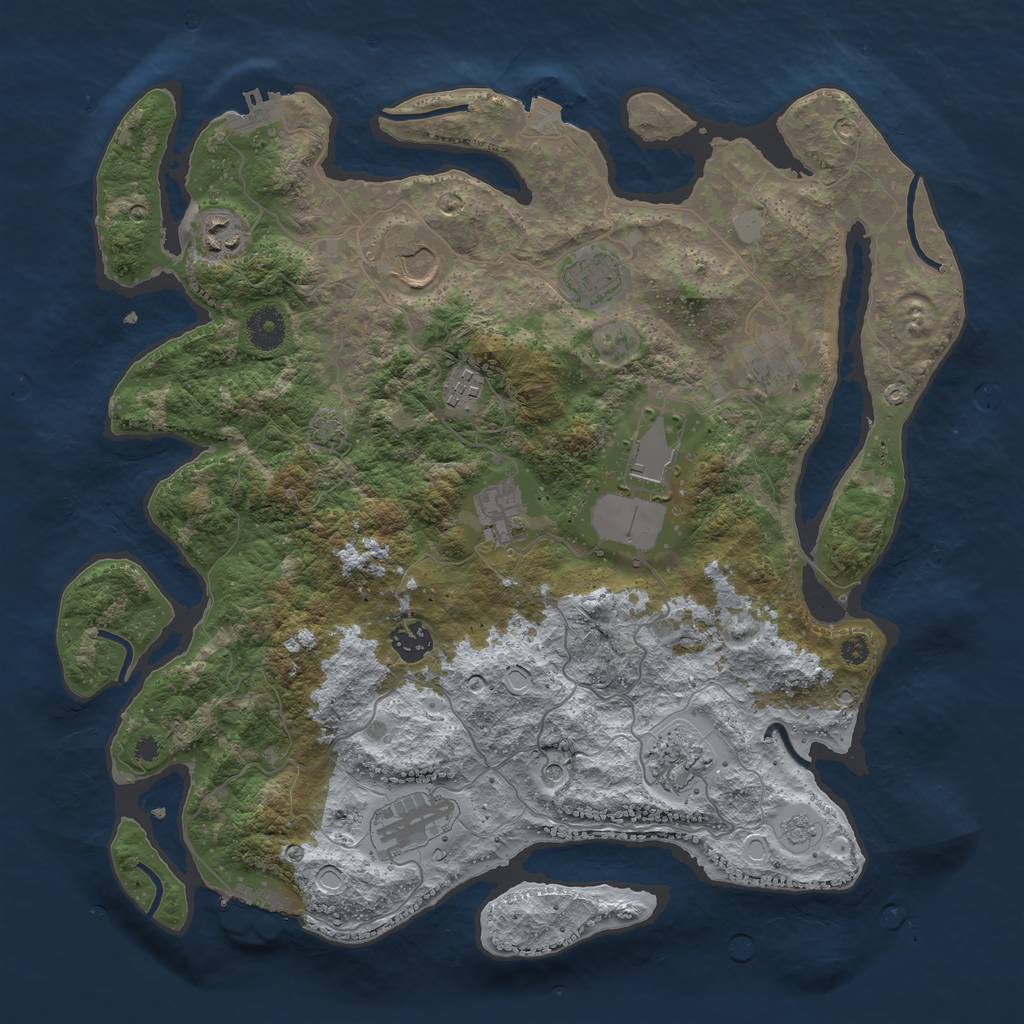 Rust Map: Procedural Map, Size: 3800, Seed: 28955657, 18 Monuments